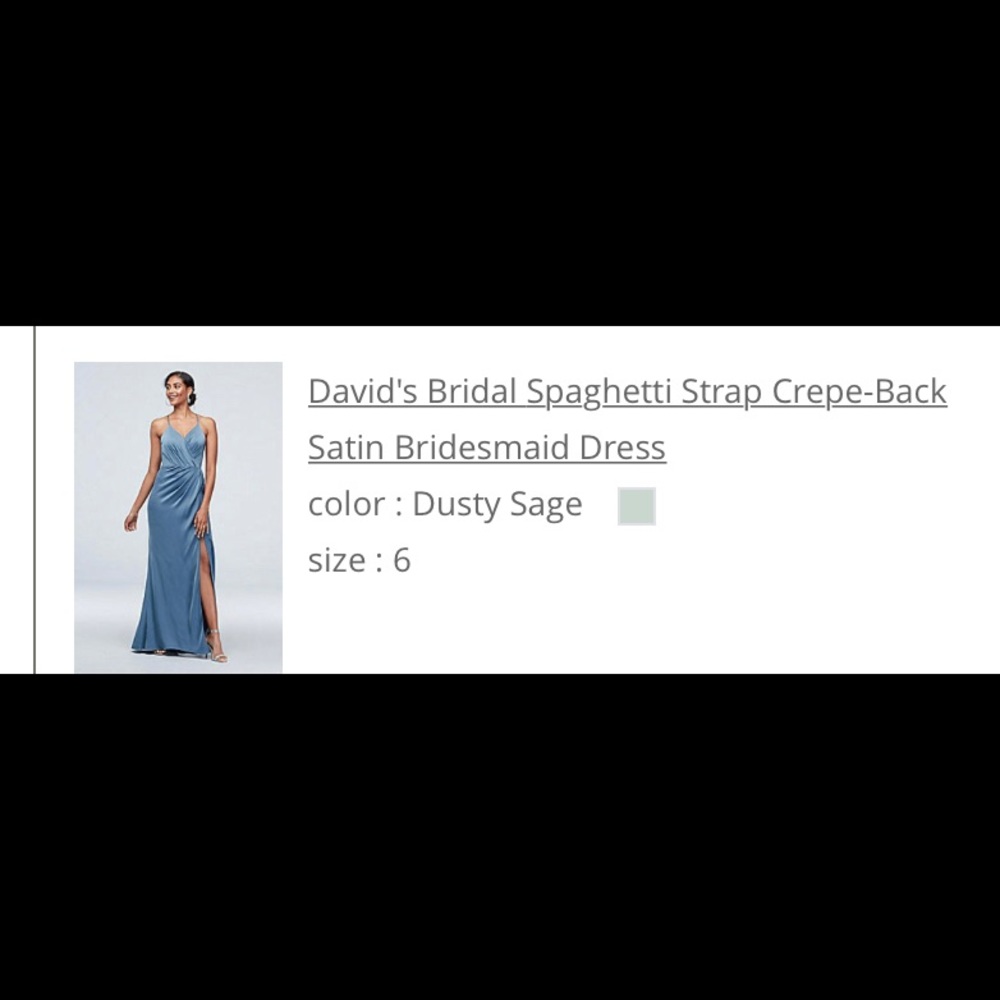 David’s bridal , size 6 Dusty Blue crape dress!